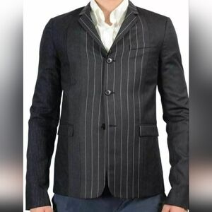 Dior 100% Wool Black Striped Three Button Men's Blazer US 40 IT 50